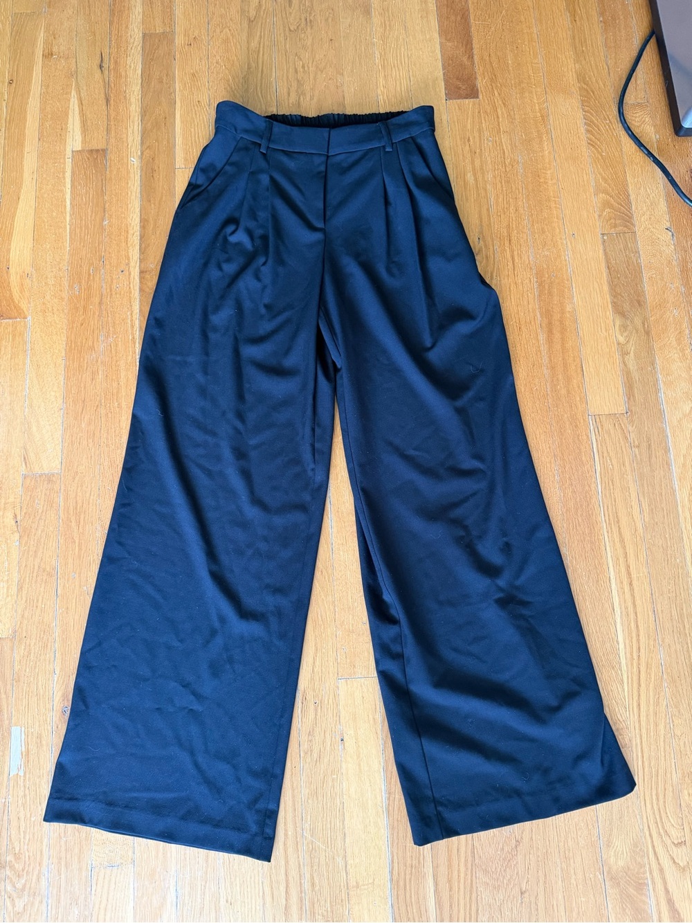 DREW nwt Black Jolie Wide-Leg Pleated Trousers